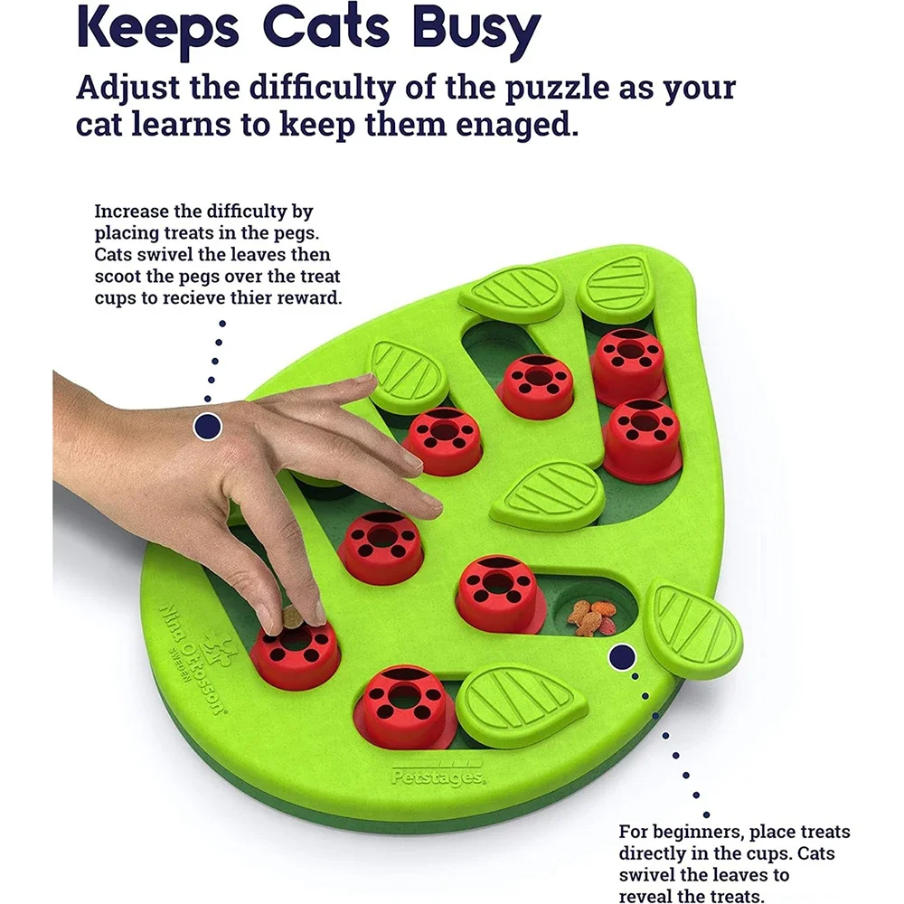 Juguete puzzle interactivo para gatos con comedero lento y rascador - imagen 2