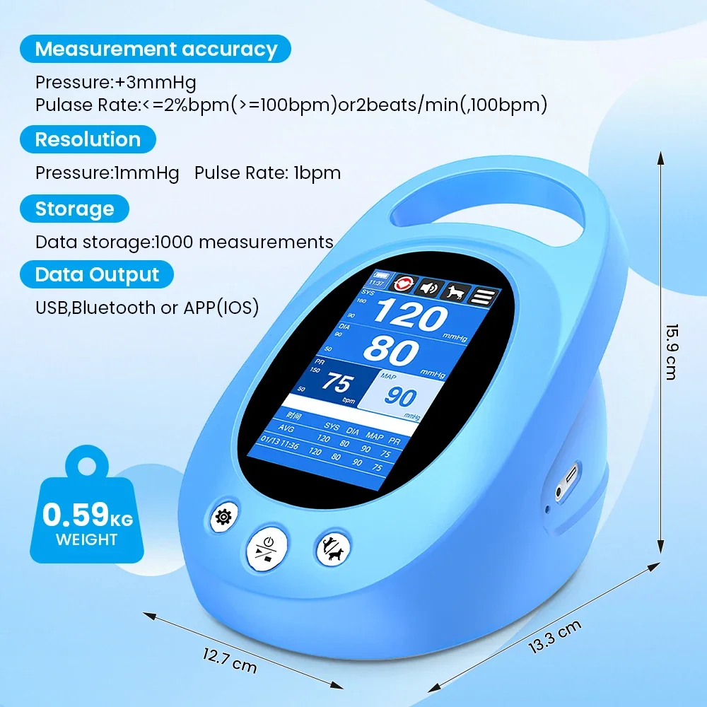 VET800 ICU pantalla táctil profesional Monitor de presión arterial veterinario esfigmomanómetro veterinario para animales de compañía - imagen 2