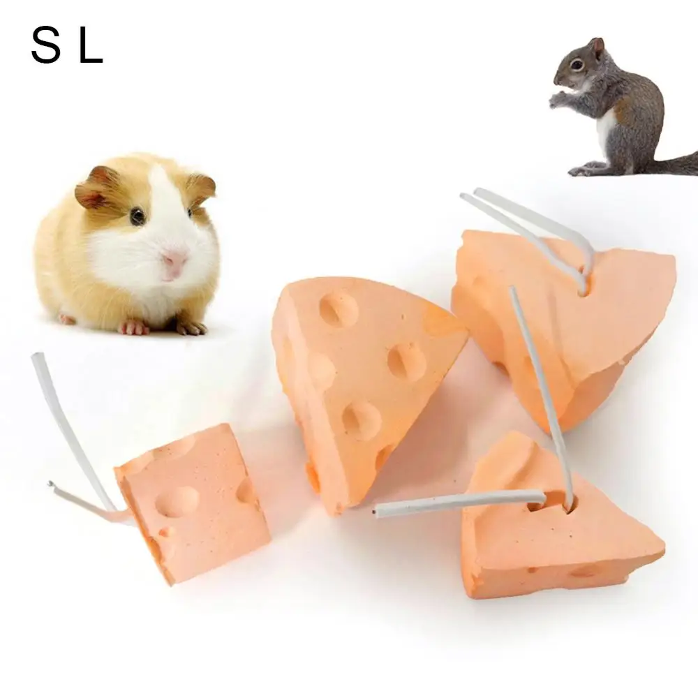 Hamster Toys Cheese Shape Rabbit Teeth Grinding Mineral Calcium Molar Stone Toy Interesting Chew Toy Small Pets Supplies - imagen 3