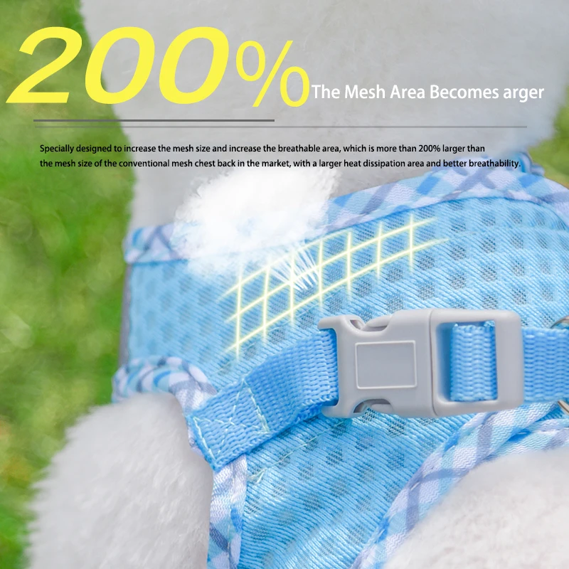 Correa de pecho reflectante para mascotas, chaleco de arnés ajustable, transpirable, cuerda de tracción para gato y perro, cinturones de seguridad para perros pequeños y grandes - imagen 5