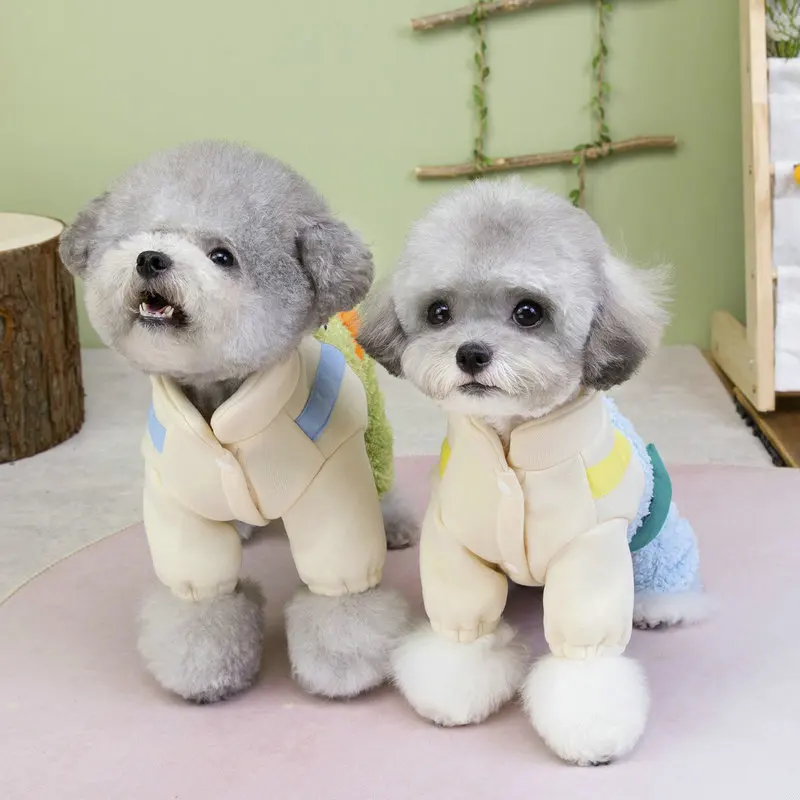 Animal de compagnie Otoño/Invierno de felpa de cuatro patas Teddy Schnauzer mono de Color cruzado pijamas para perros ropa para cachorros para perros pequeños - imagen 2