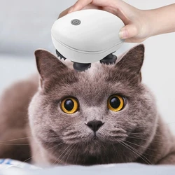 Masajeador eléctrico para mascotas y masajeador de cuero cabelludo, 4 cabezales de amasado para masaje de tejido profundo, 3 modos, dispositivo portátil de mano