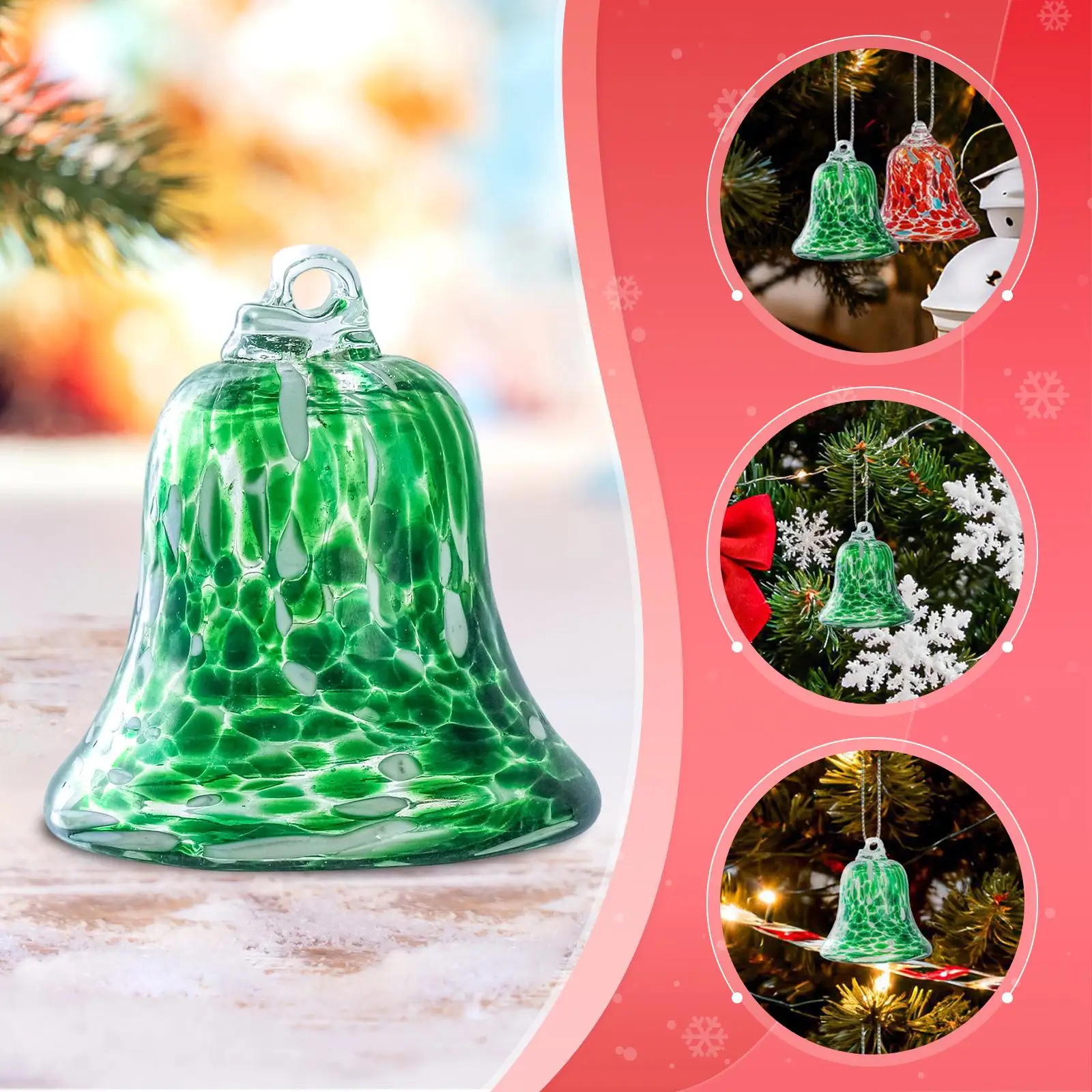 Christmas Bell Ornament Glass Smooth Creative Xmas Tree Decor Christmas Tree Decoration for Holiday Window New Year Bedroom