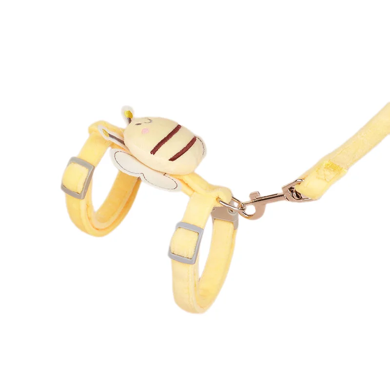 Arnés con forma de abeja para perro y gato, juego de correa para Escape, chaleco ajustable de terciopelo suave, arnés para gatos y perros pequeños, suministros para mascotas - imagen 4