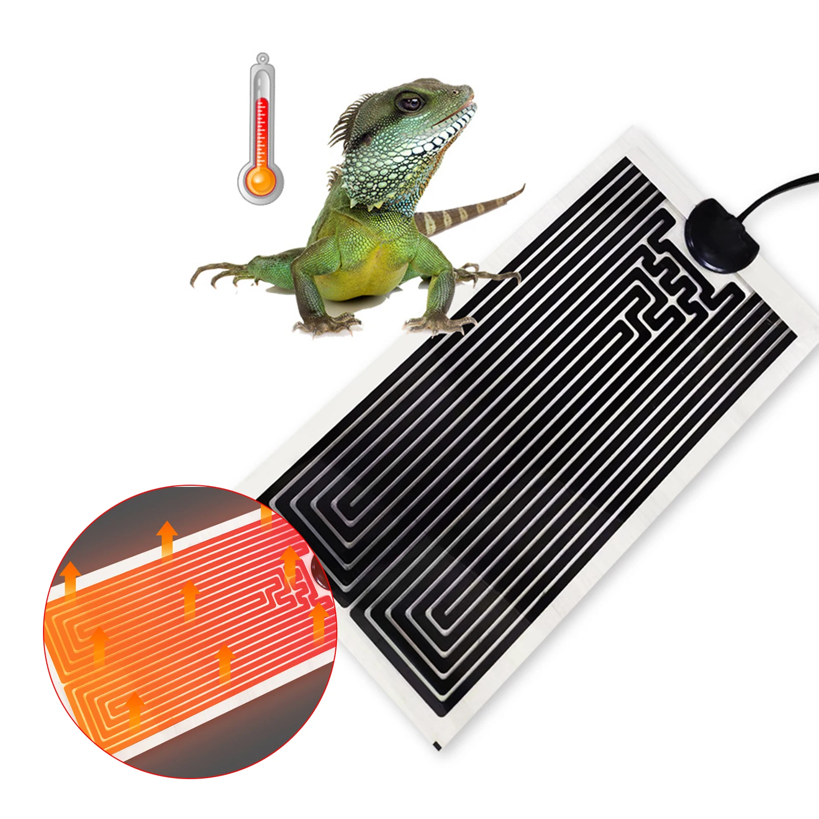 Almohadilla calefactora para reptiles con enchufe europeo, calentador de tortugas y lagartos, alfombrilla con controlador de temperatura ajustable y cálida para pecera pequeña, 1 ud. - imagen 3