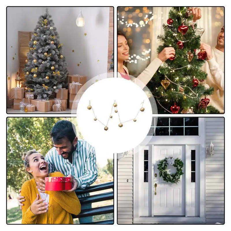 Cadena de campanas doradas para Navidad, adorno de campana atmosférica, decoración de temporada para árbol de Navidad, pared, ventana, jardín - imagen 5