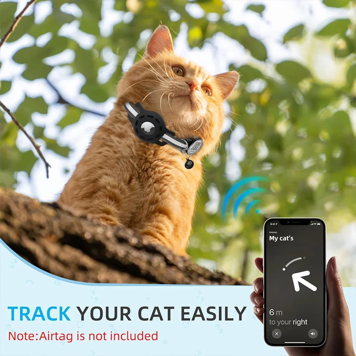Collar GPS para gato, etiqueta de aire antipérdida, Collar para gatos, Collar para mascotas con soporte AirTag y rastreador de etiquetas QR, Collar para gatito, funda AirTag - imagen 5
