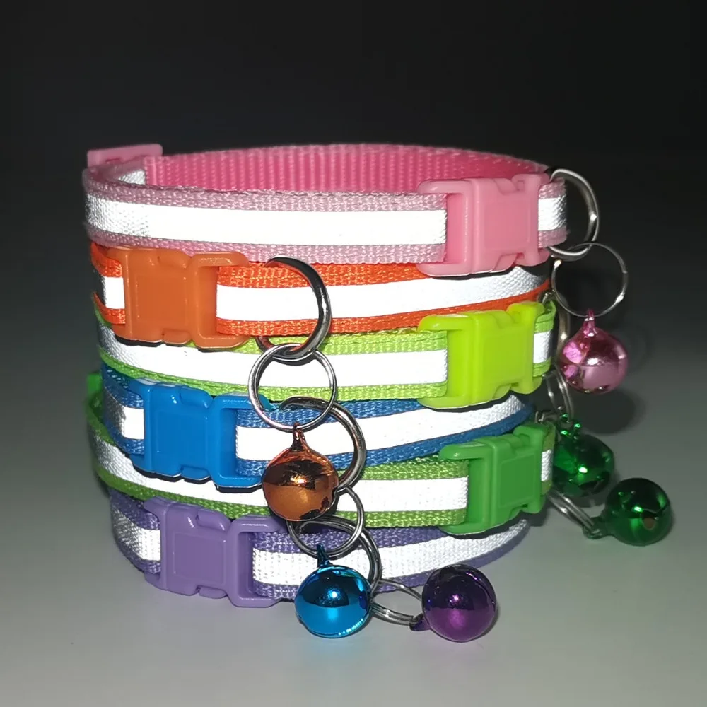 Collares reflectantes para cachorros, collares de identificación para gatos y mascotas con campana, ajustables, de nailon suave, de liberación rápida, para perros y gatitos, 19-32cm - imagen 3