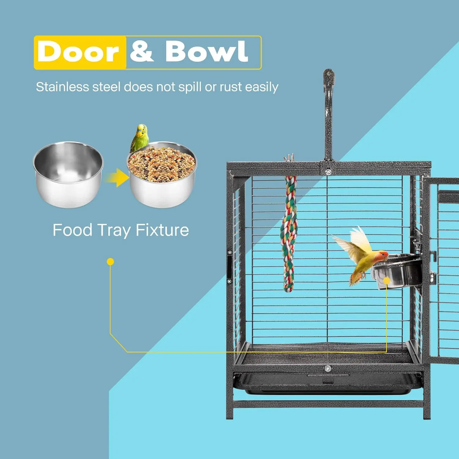 Jaula portátil de viaje para pájaros y loros – Metálica con ventilación - imagen 2