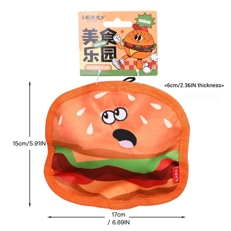 Lindos juguetes chirriantes para perros de comida rápida, hamburguesa masticable suave, Pizza, perro caliente, palomitas de maíz, juguete para perros, diseño seguro y duradero resistente a las mordeduras