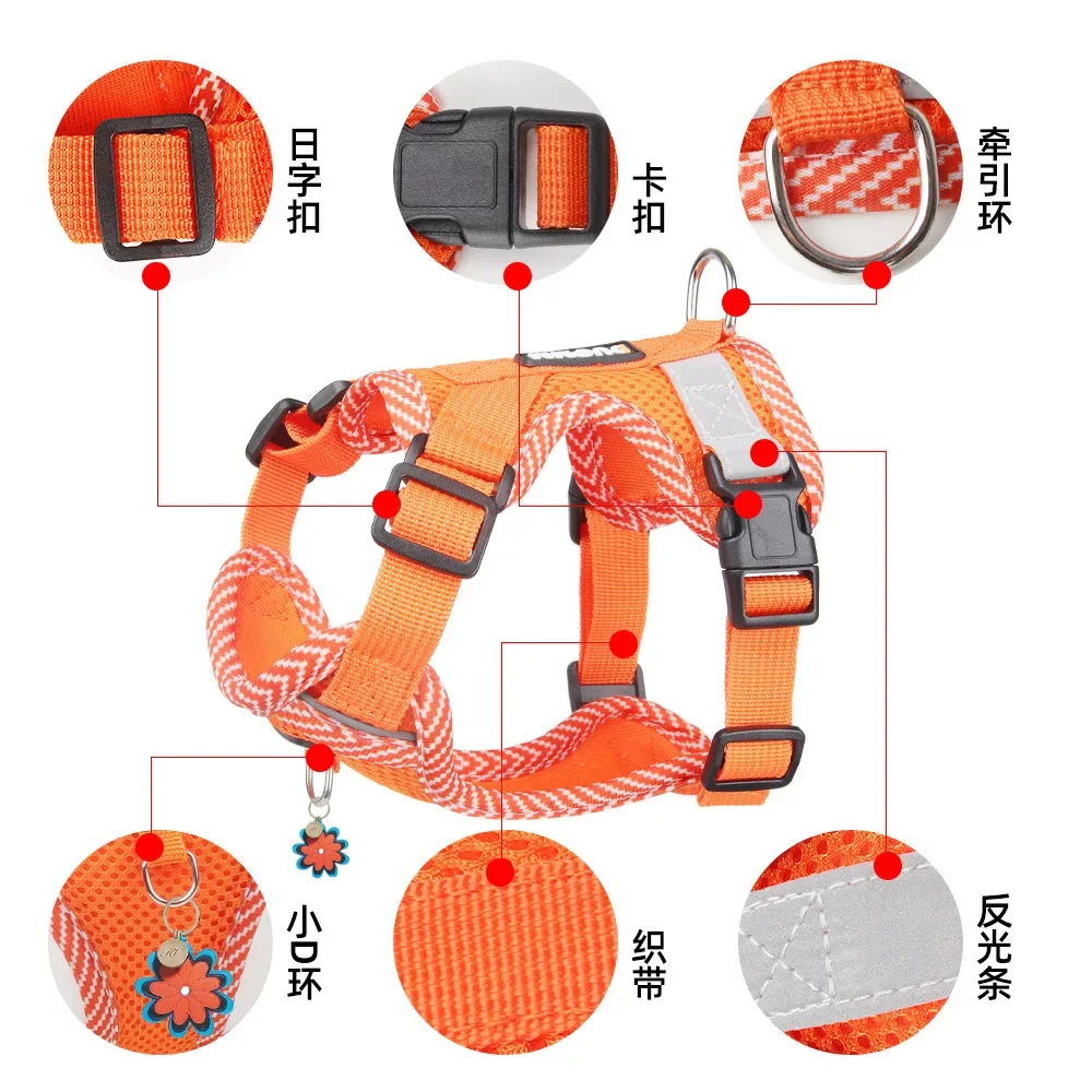 Nueva correa para el pecho para perros, correa para el pecho para mascotas de dopamina, cuerda de tracción para perros reflectante y transpirable, suministros para mascotas - imagen 3