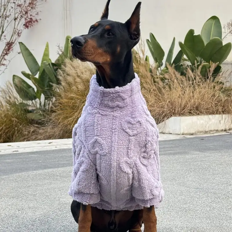 Suéter de lana para perros grandes, ropa gruesa y cálida para Doberman, abrigos de invierno para Golden Retriever Media, ropa para perros grandes