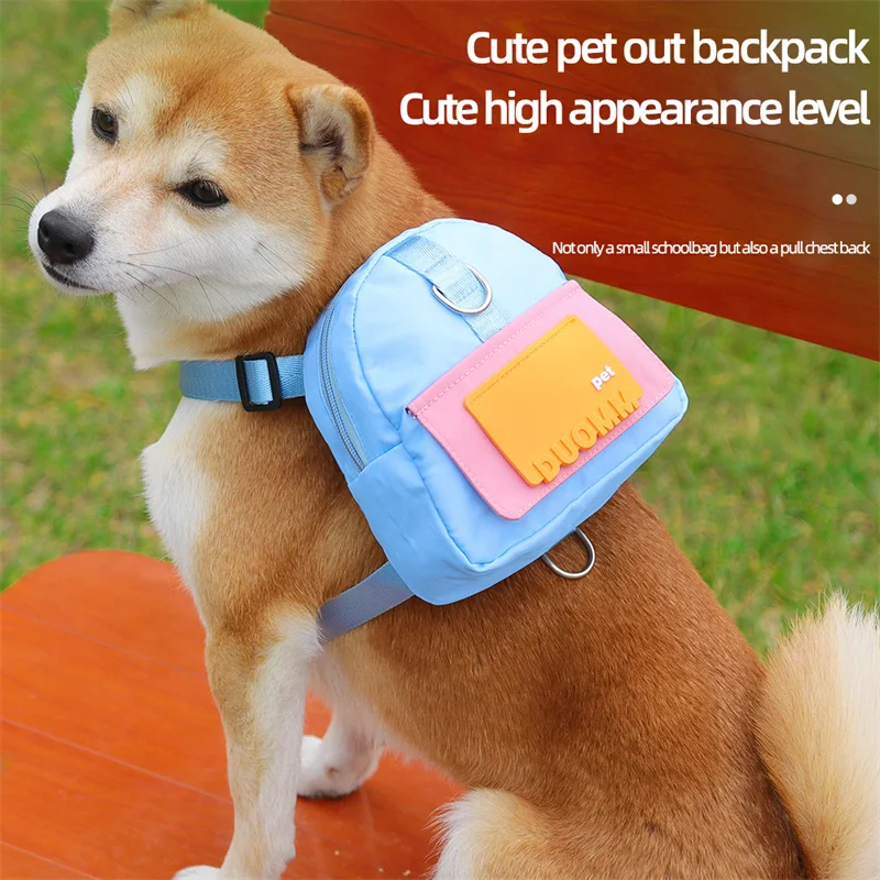 Mochila escolar para perros pequeños, mochila de gran espacio Shiba Inu, arnés, suministros para exteriores, accesorios, bolsas para aperitivos - imagen 4