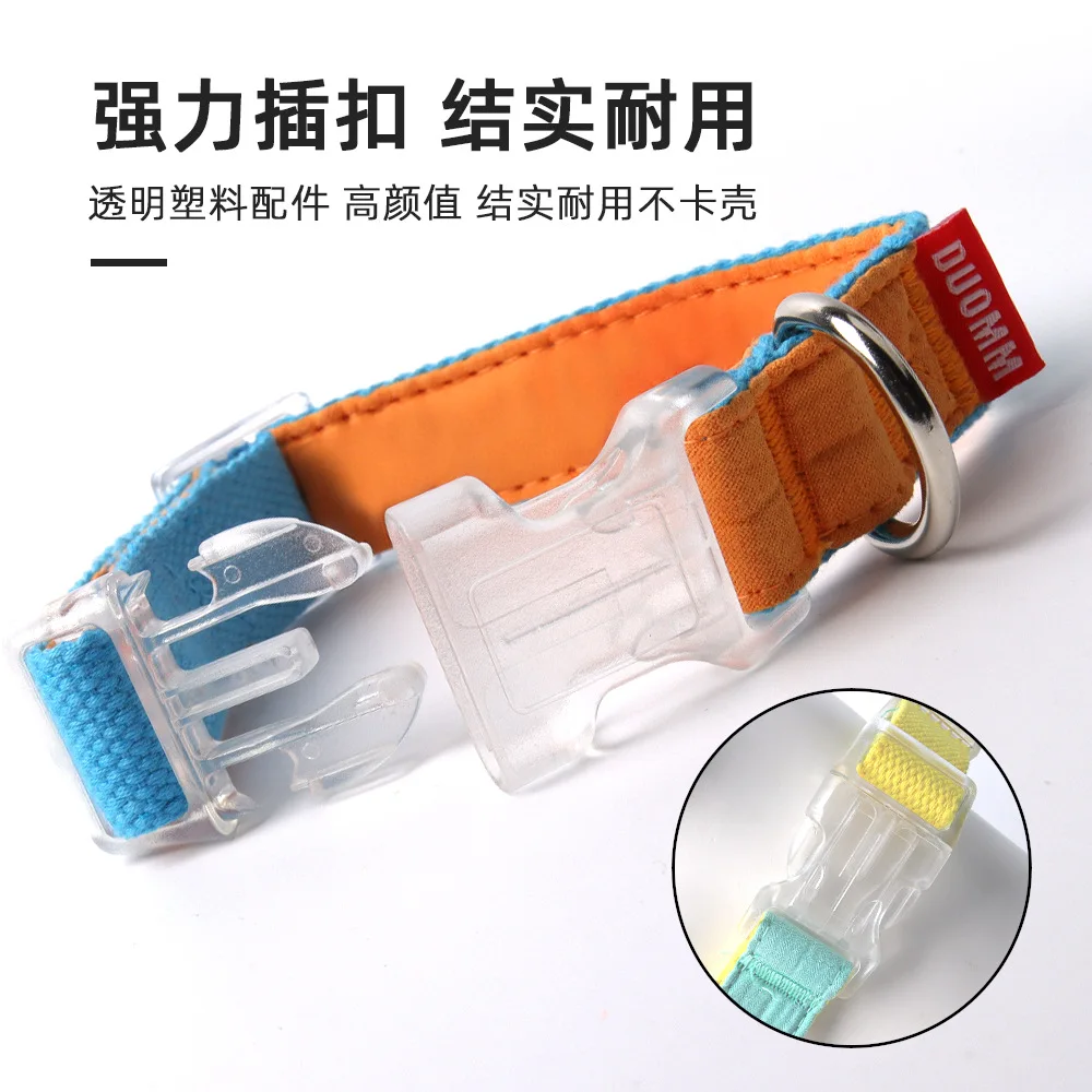 Collar para mascotas resistente al desgaste Collar para perro resistente al desgaste de nailon de color contrastante de algodón y lino respetuoso con el medio ambiente - imagen 2