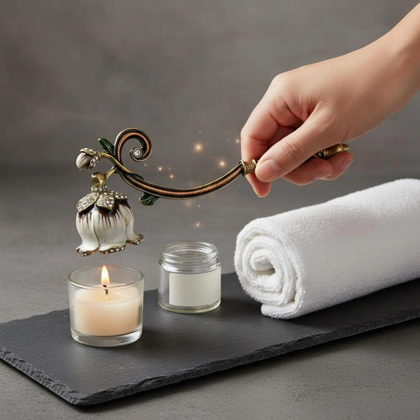 Apagavelas seguro mango largo – Anti-quemaduras con crystals decorativos - imagen 5