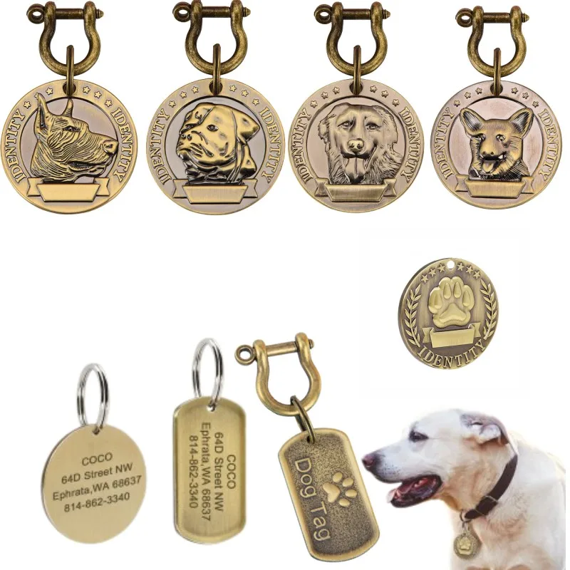 Placa de identificación grabada para perro antipérdida segura