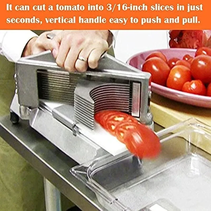 Rebanador de tomate comercial, cortador de tomate resistente de 3/16" con tablero deslizante de polietileno incorporado para uso en restaurante o en el hogar - imagen 2