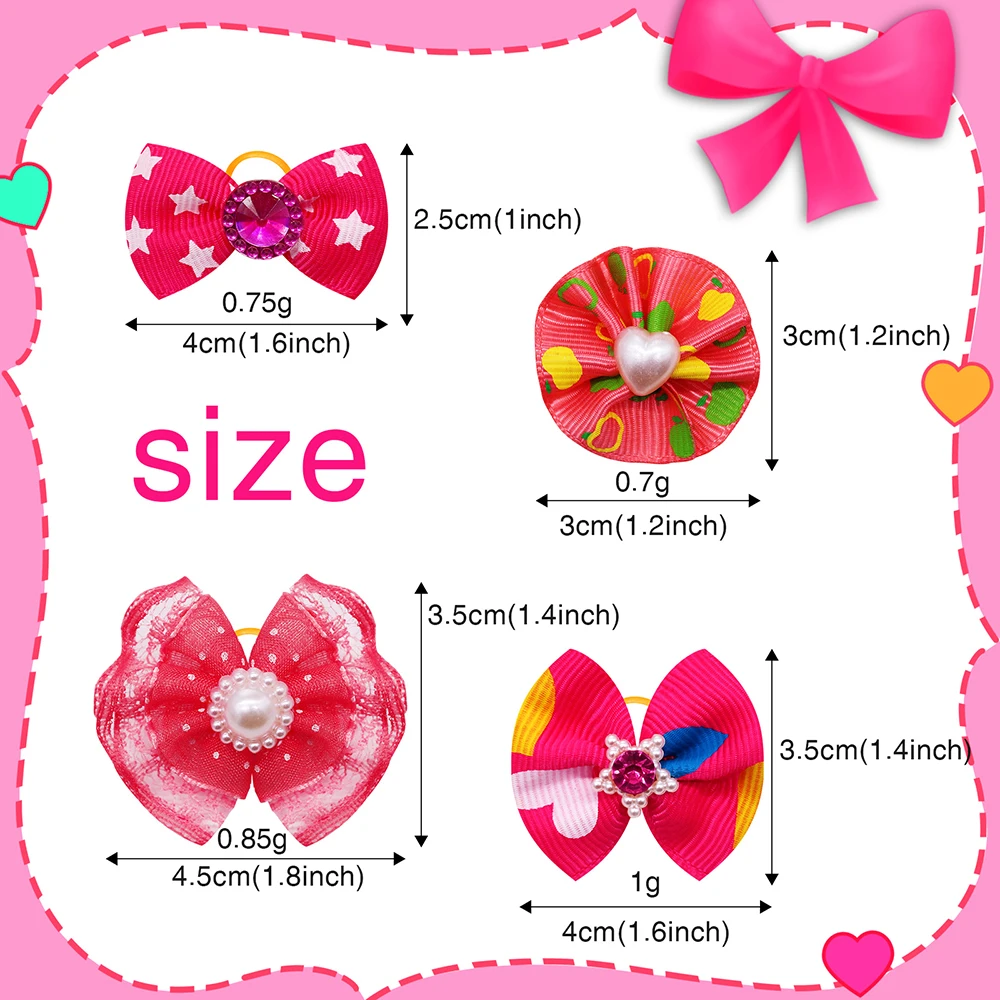 100 Uds. Por pares de lazos para el pelo de perros pequeños, lazos de diamantes de perlas para perros, lazos para perros pequeños, accesorios para el cabello para perros, accesorios para el cuidado de perros - imagen 2