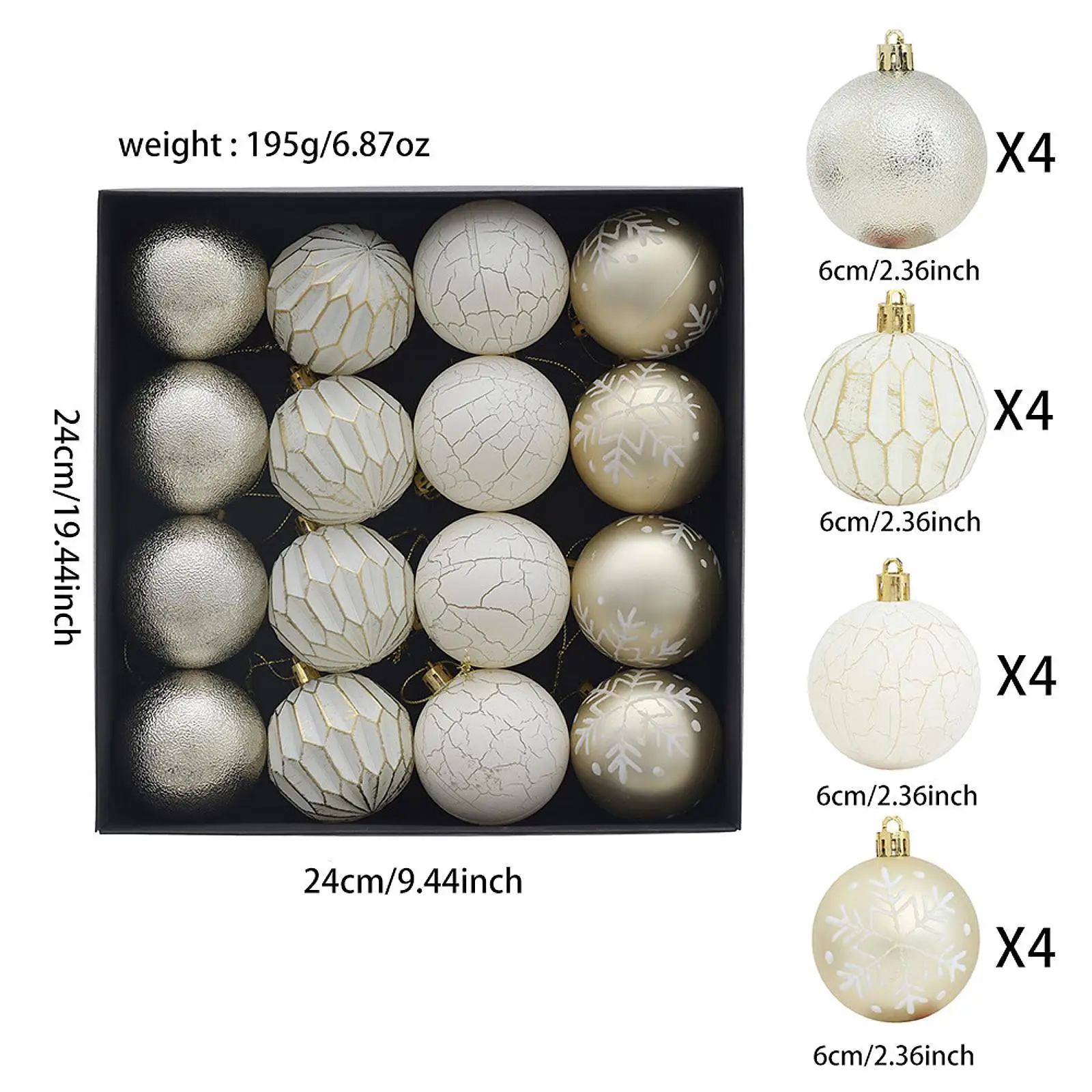 16Pcs Christmas Ball Ornaments Shatterproof Party Supplies DIY Baubles Hanging Balls Christmas Ornaments for Indoor Celebration