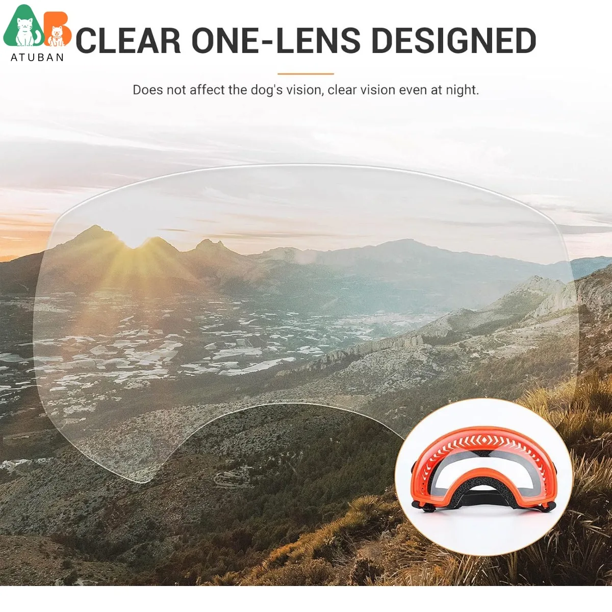 ATUBAN Gafas transparentes para perros grandes, ocular ancho y marco suave, protección ocular para perros que conducen, resistente al viento y al polvo, ajustables - imagen 4