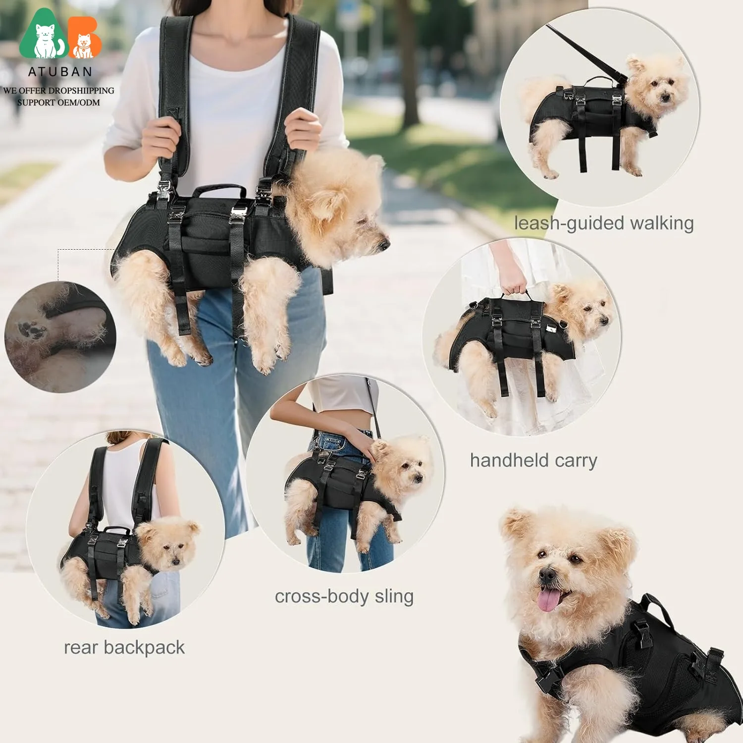 ATUBAN Arnés de Elevación para Perros de 2-21 kg – Transporte y Emergencia - imagen 3