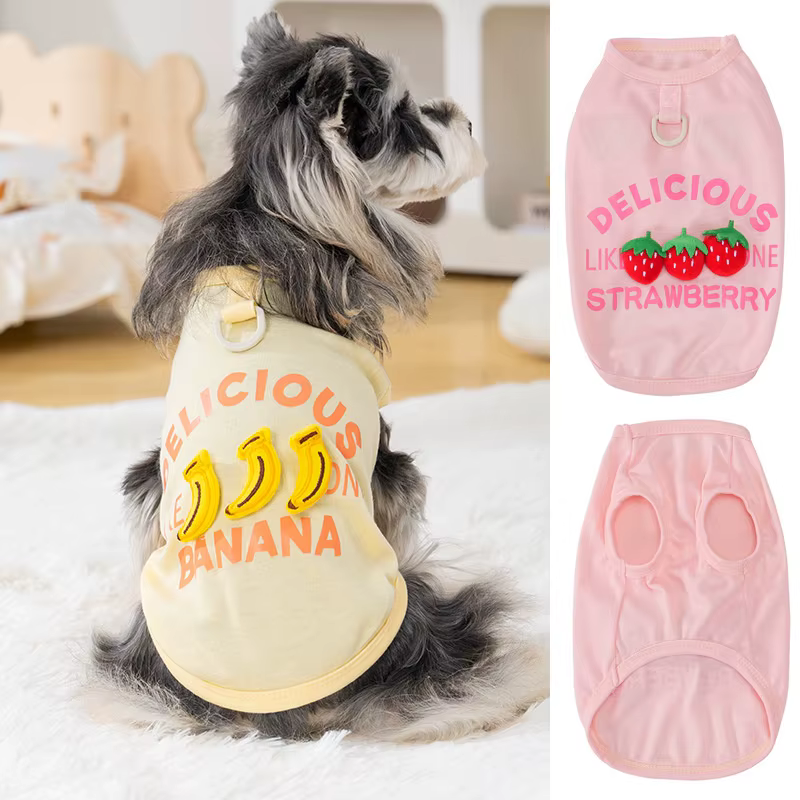 Chaleco sin mangas capucha frutas 3D perros pequeños