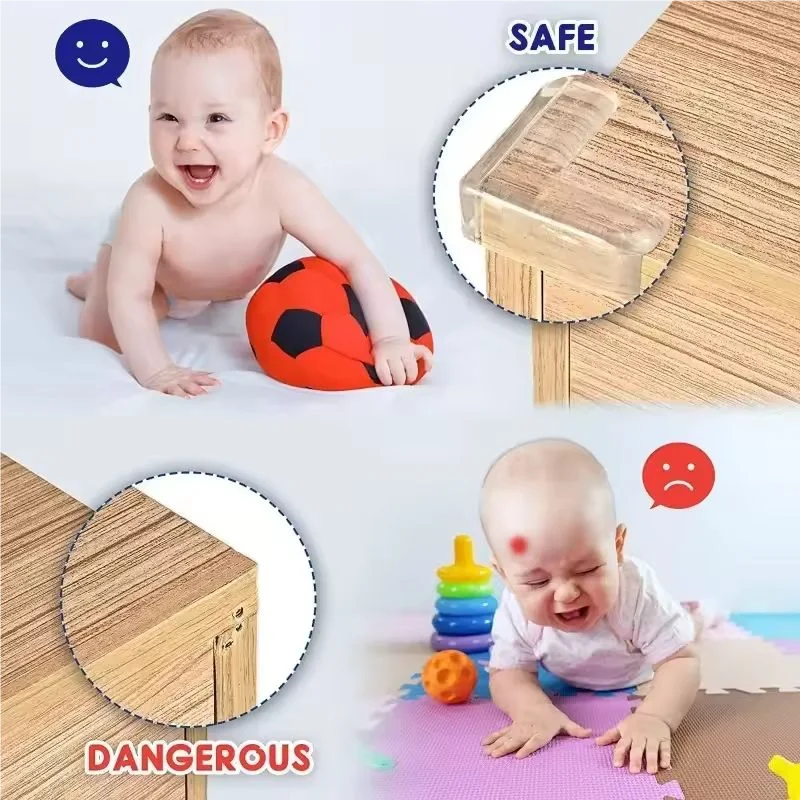 Protector de silicona para las esquinas de las mesas de seguridad para bebés, cubierta protectora de bordes de muebles, protectores de bordes anticolisión transparentes para niños - imagen 3