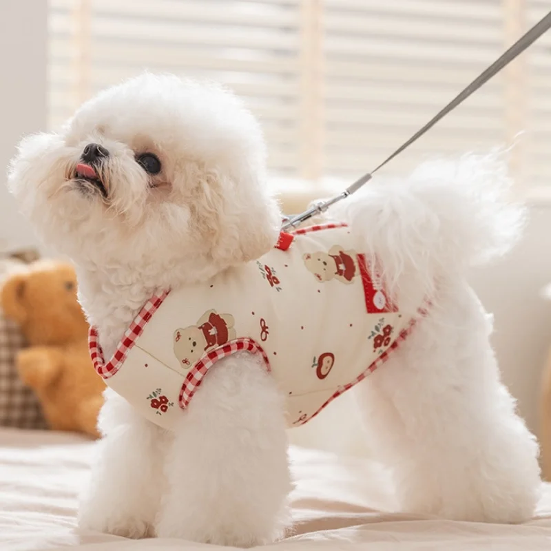 Chaqueta suave a la moda para perros, abrigo, ropa cálida de invierno para perros, chaleco con estampado bonito para cachorros, abrigo grueso acolchado para gatos, ropa maltesa para mascotas - imagen 4