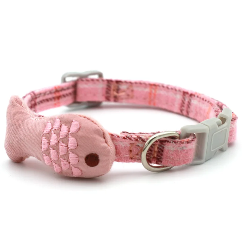 Collar de tela a cuadros para mascotas, accesorios para perros, gatos y peces - imagen 3