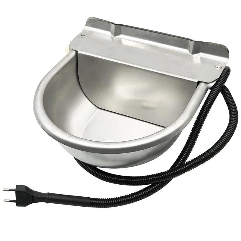 Bebedero calentado de acero inoxidable 304, 220V, con orificio de drenaje, flotador automático para bebidas, canal para cultivo, suministros de cuencos de agua para caballos y vacas - imagen 2