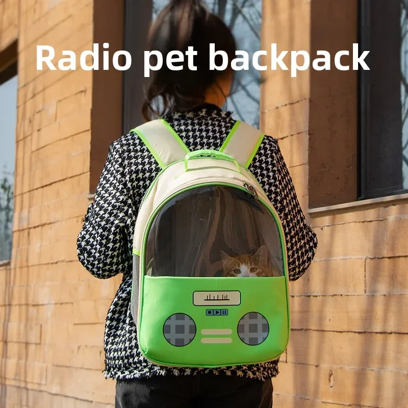 Nueva mochila portátil para mascotas con Radio, bolsa transparente para salir de gatos, mochila cómoda y transpirable para gatos, productos para mascotas - imagen 4