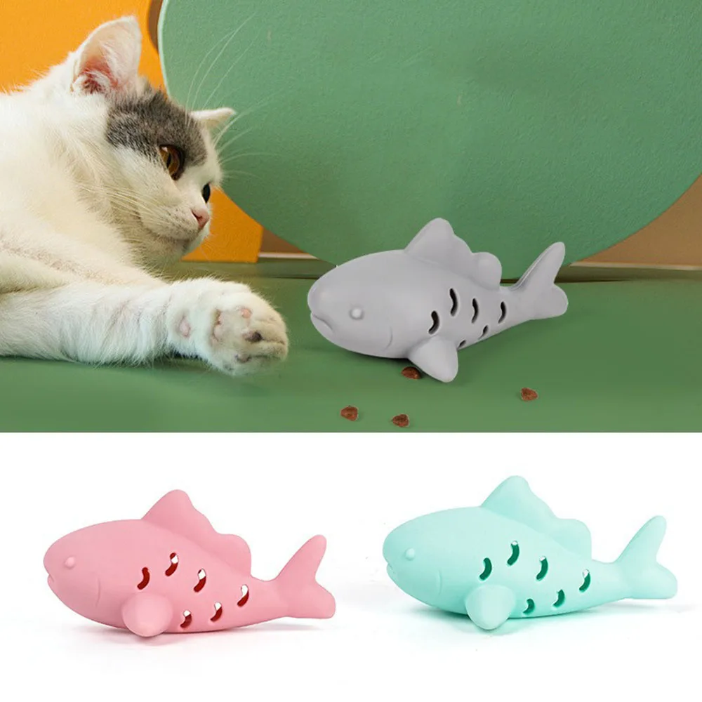 Dispensador de golosinas de pescado de silicona, juguete para gatos, juguete para gatos para aliviar el estrés, alimentador de rompecabezas interactivo para aburrimiento, - imagen 3