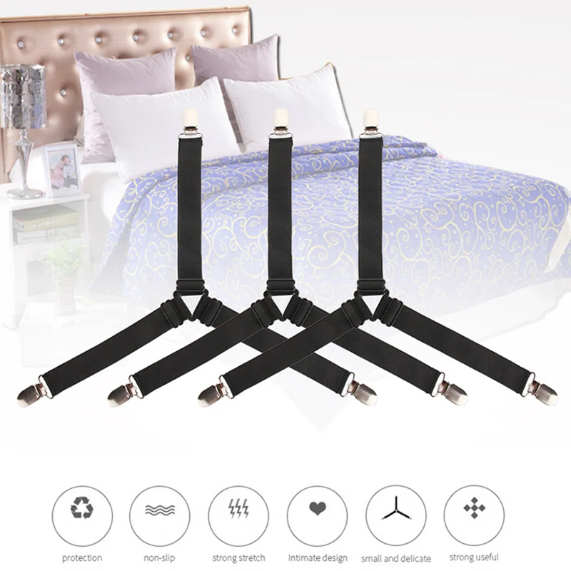 4 unids/set de sujetadores para sábanas, soporte, dispositivos para organizador de sábanas, Clip para funda de colchón para el hogar, correas elásticas, Clips ajustables - imagen 4