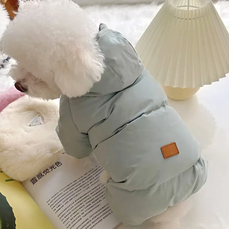 Abrigo cálido de algodón de cuatro patas para mascotas, ropa cálida de invierno para perros, chaqueta de peluche de Color puro, abrigo de peluche grueso XS-XL - imagen 2