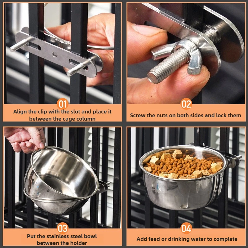 Cuenco de acero inoxidable para mascotas, alimentador lento, soporte de doble tornillo, cuenco para perros, colgante de comida, cuencos fijos portátiles para perros y gatos, suministros de agua para mascotas - imagen 4