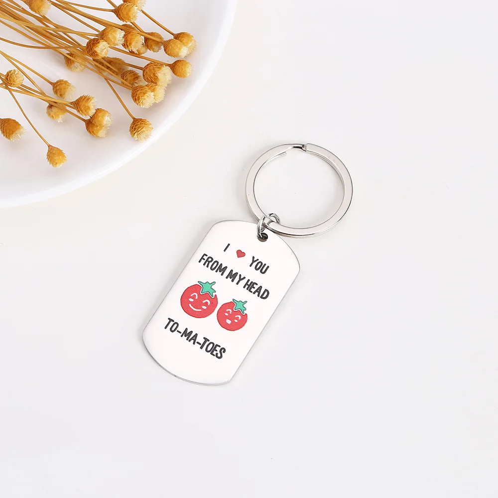LLavero de acero de titanio colorido para novio y novia, llavero "te amo desde mi cabeza hasta los dedos del pie", 1 unidad - imagen 5