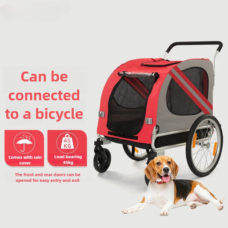 Remolque de bicicleta para perros medianos y grandes, cochecitos para mascotas de gran espacio, conducción al aire libre, suministros para remolques de perros y gatos