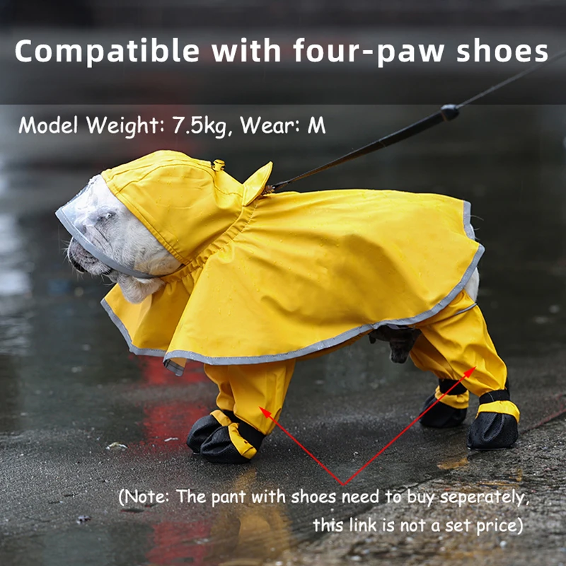 Chubasquero impermeable de PU para perros, Poncho de lluvia transparente con capucha para perros pequeños, medianos y grandes, chaqueta reflectante suave a prueba de lluvia para mascotas - imagen 3