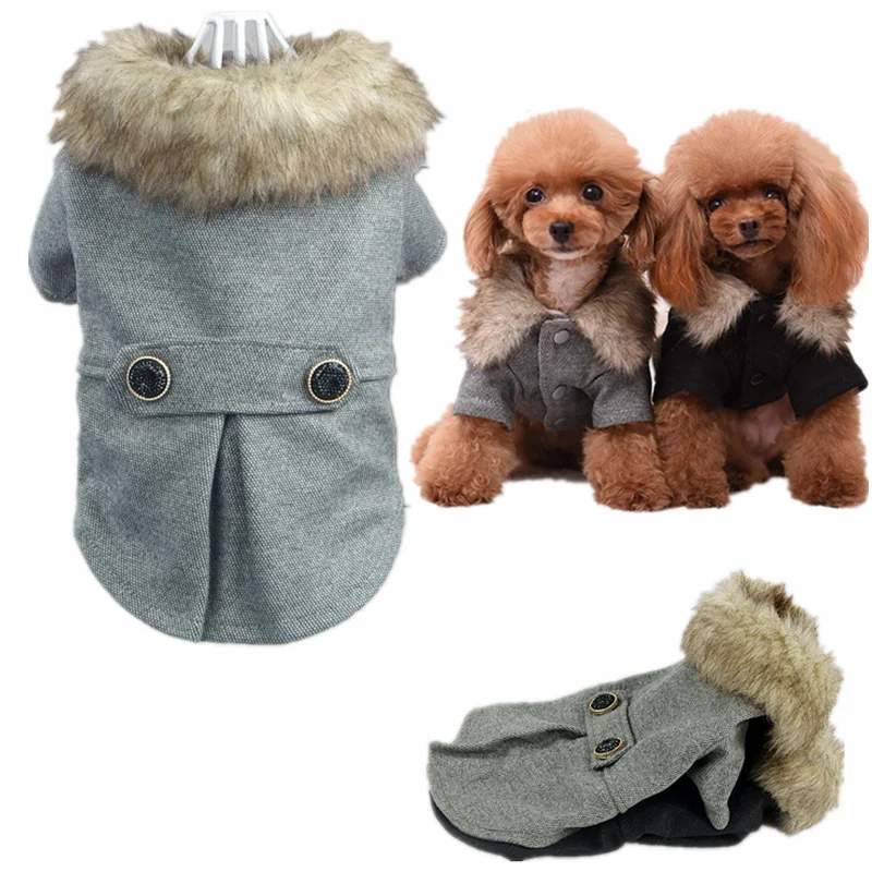 Ropa para perros, abrigo de lana de invierno con piel para cachorros, perros medianos, chaqueta de otoño para perros y gatos, abrigo de lana de XS-3XL, productos para mascotas