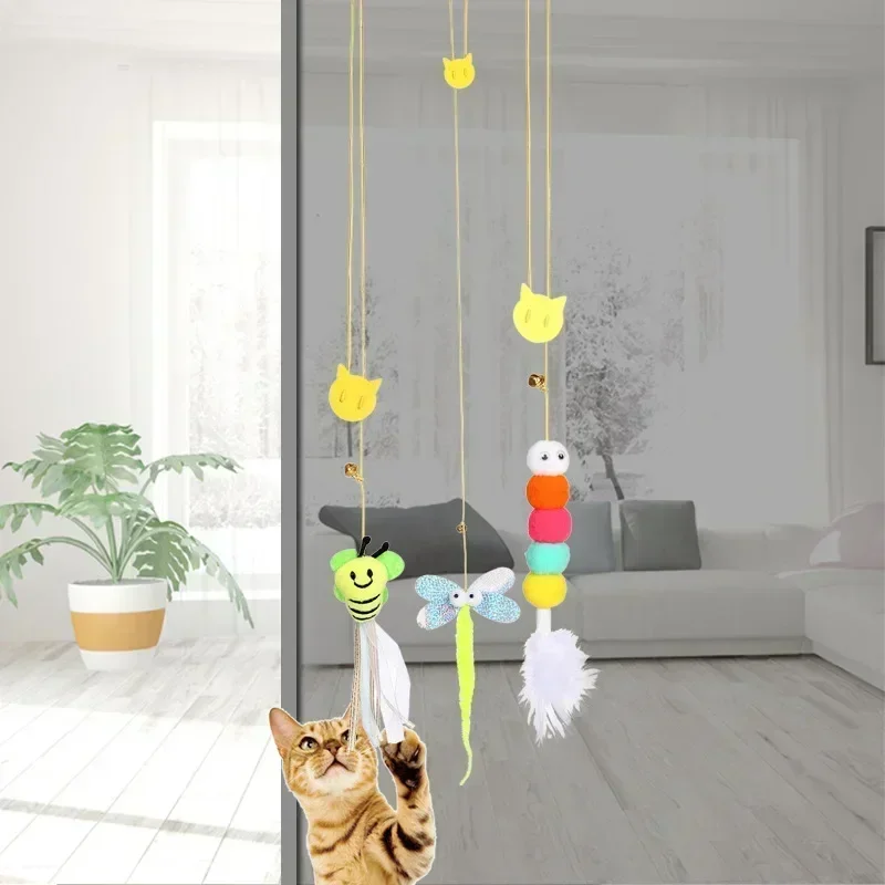 Juguetes para gatos, juguete interactivo tipo puerta colgante retráctil elástico para gatito, ratón, hierba gatera, cuerda para rascar, suministros para mascotas - imagen 5
