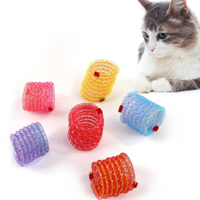 Juguetes para gatos, palos coloridos para gatos de primavera, 2 uds., bola de primavera, juego de juguetes interactivos para gatos, juguetes autoadhesivos para gatos, suministros para mascotas - imagen 3