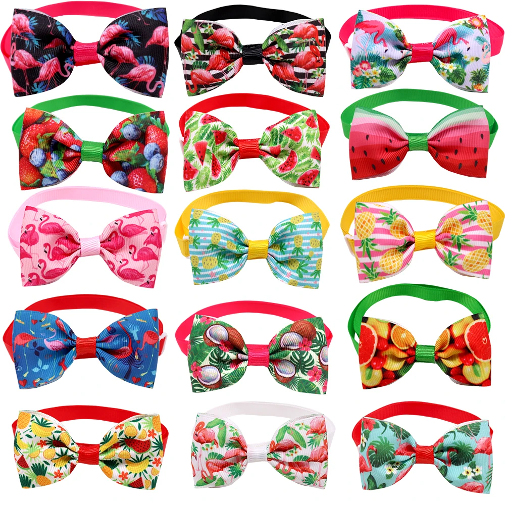 Corbata moño para perros con estampado de frutas y flamencos - imagen 5