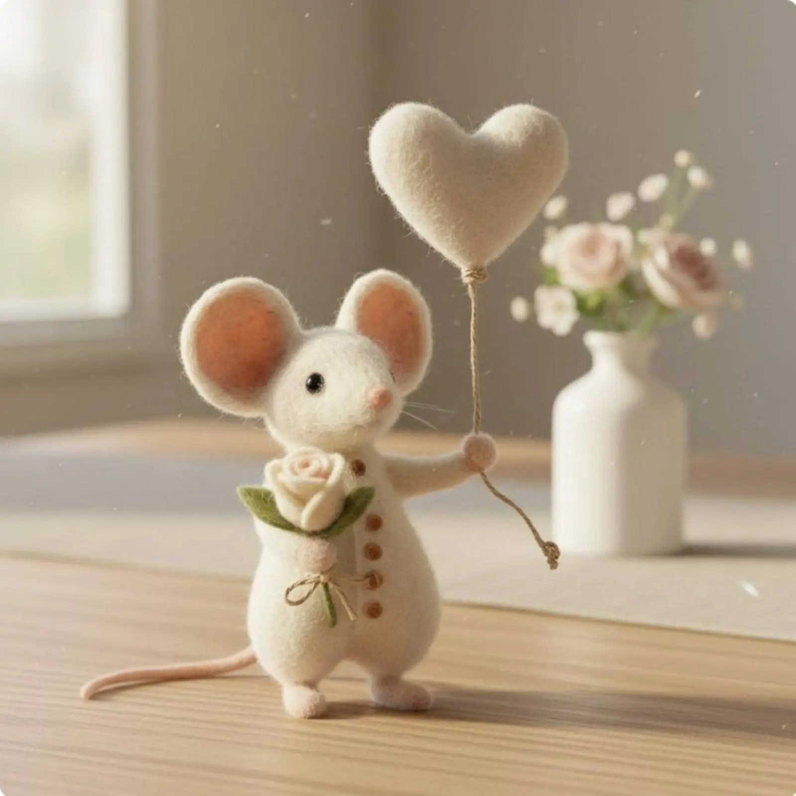 Ratón de fieltro artesanal para gatos – Juguete natural de felpa - imagen 2