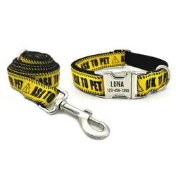 Collar para perros personalizado con grabado gratis y correa a juego