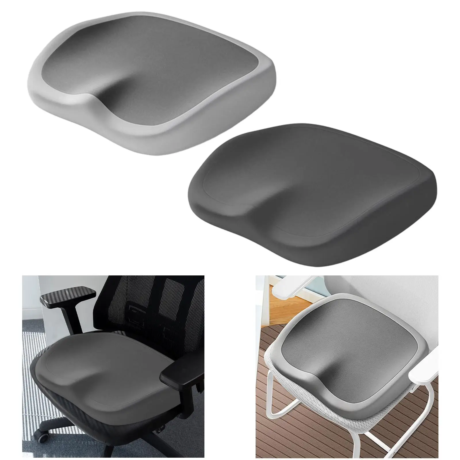Cojín para asiento de silla de oficina, almohadilla ortopédica para glúteos de espuma viscoelástica con parte inferior antideslizante para comedor, coche y avión - imagen 3