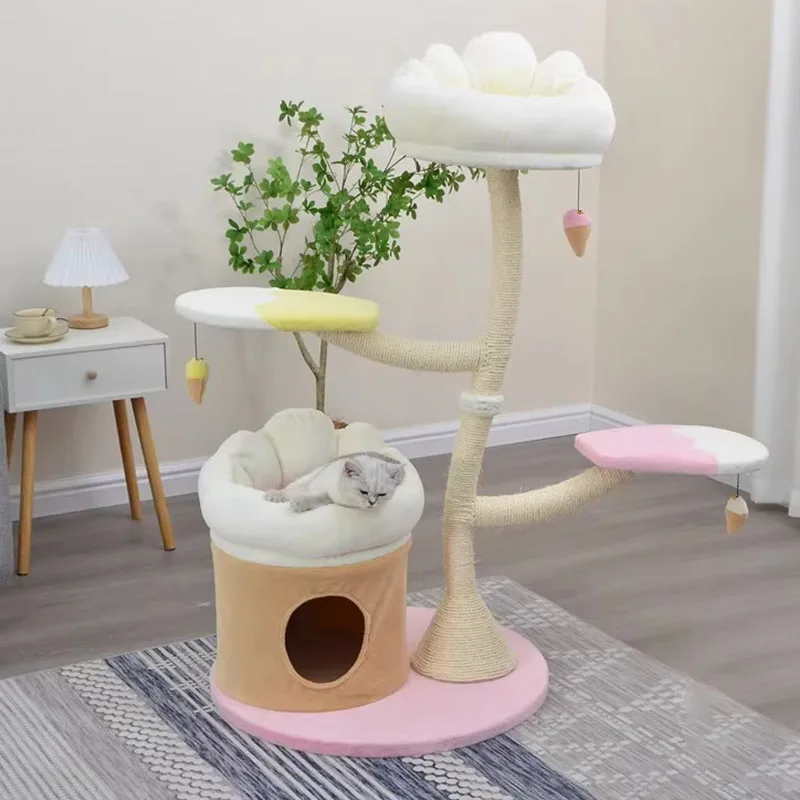 Poste rascador para gatos, casa de varios niveles, productos de rebote para mascotas, patio de juegos, juguetes, accesorios, muebles para gatos, suministros de entrenamiento - imagen 5