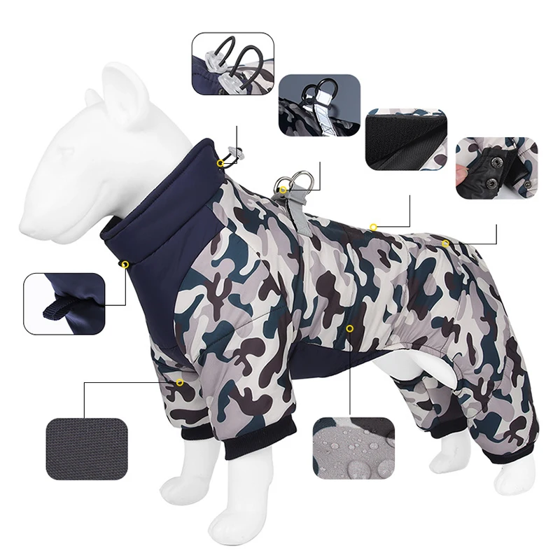 Winter Waterproof French Bulldog Pet Jumpsuit Warm Padded Dog Overalls for Small Medium Dogs Shiba Inu Corgi mascotas Clothes - imagen 4