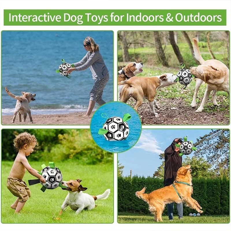 Kimpets-juguetes de fútbol interactivos para perros, pelotas de adiestramiento al aire libre para perros, pelota de dentición para morder, suministros para mascotas - imagen 4