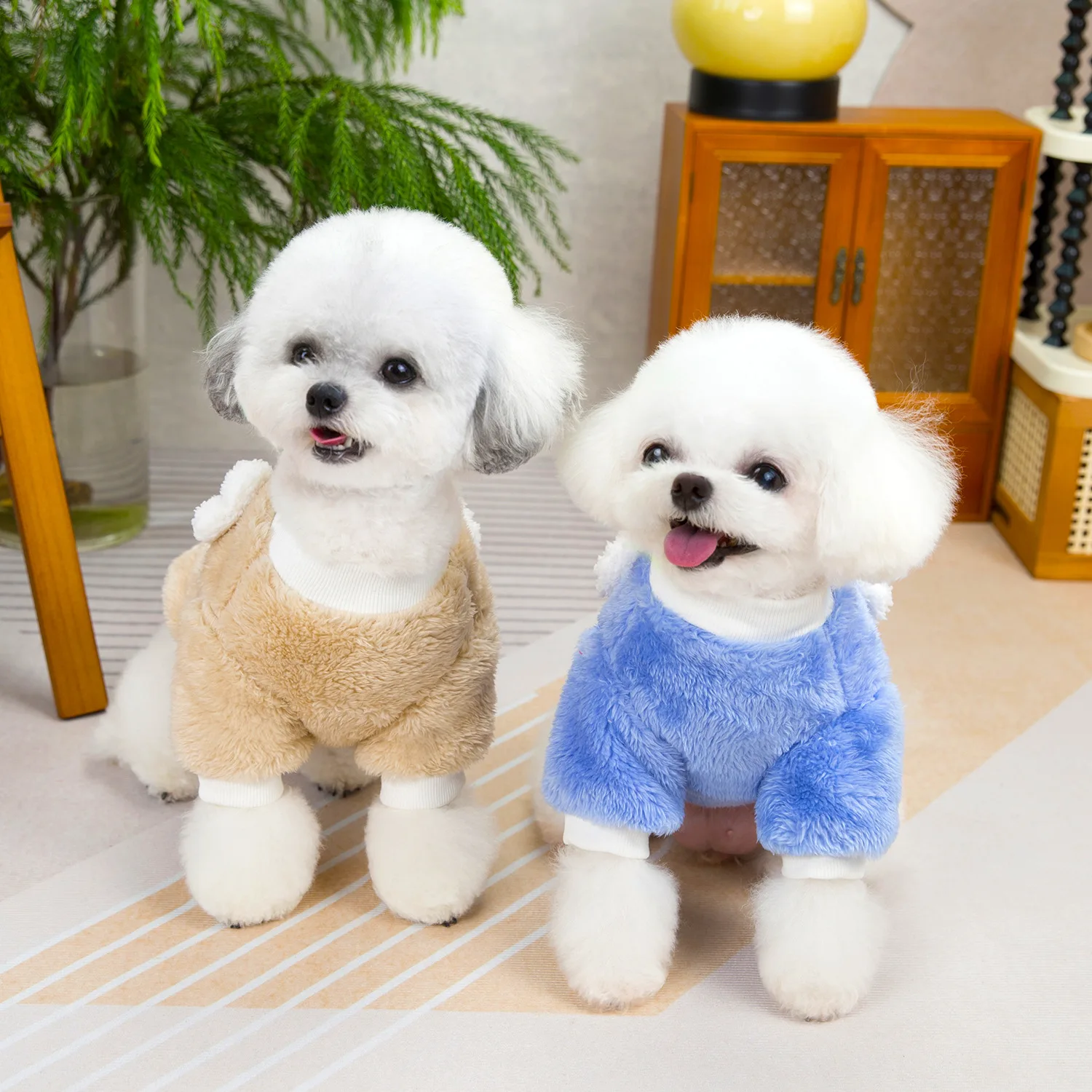 Suéter de oso 3D para perro pequeño, ropa de felpa para perros, abrigo suave para cachorros, ropa cálida de lana para caniche, disfraz de gato, Invierno - imagen 4