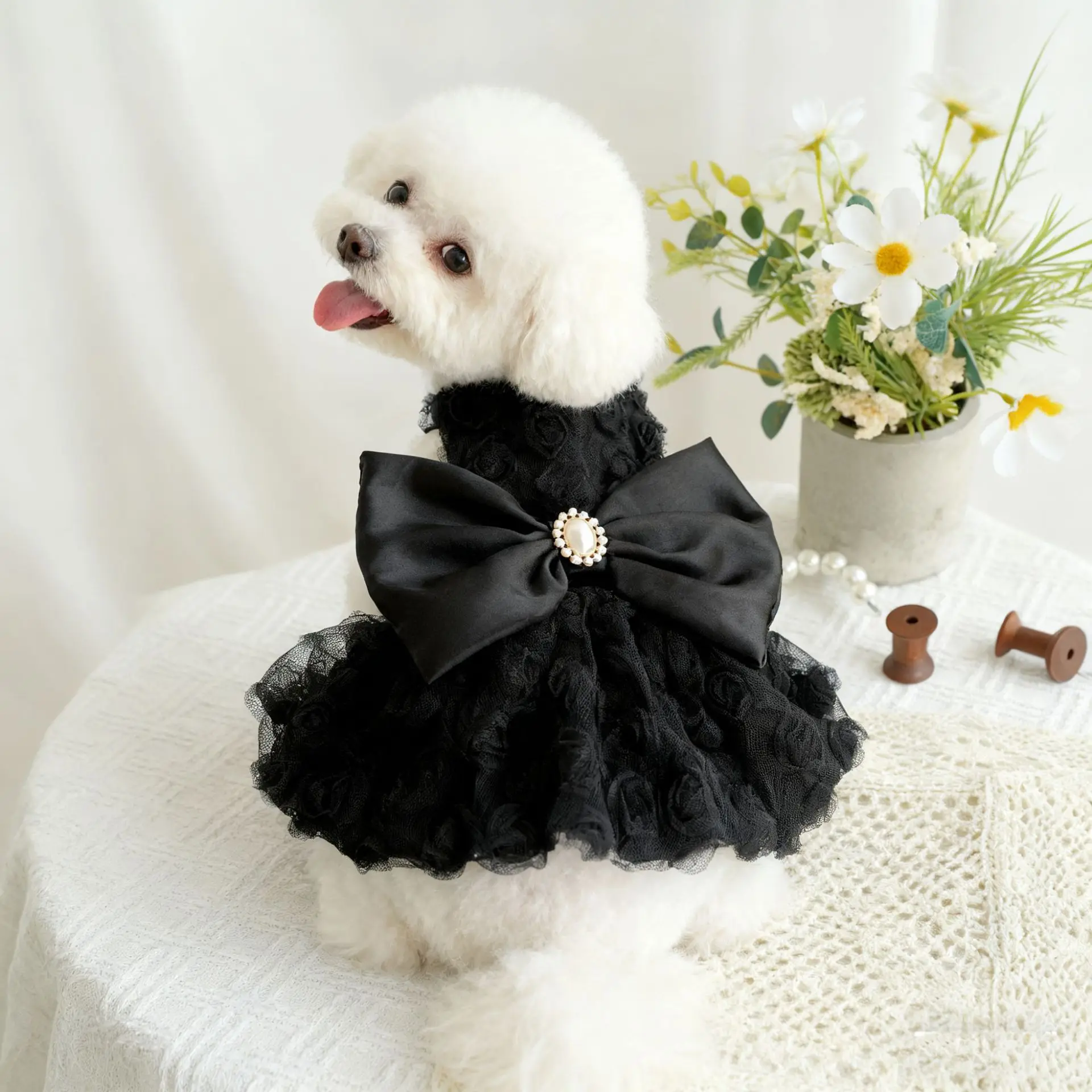 Vestido primavera para perros pequeños y gatos – Ropa ligera transpirable - imagen 5